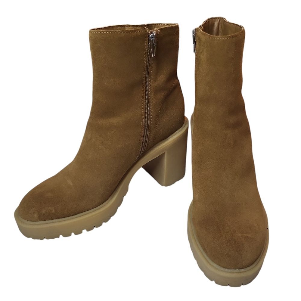 EUC Dolce Vita suede leather chunky bulky heel platform ankle boots US 9.5